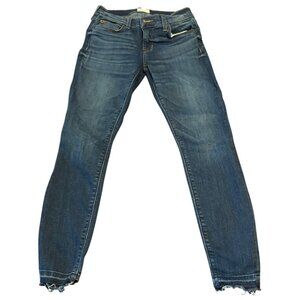 Hudson Krista‎ Ankle Super Skinny Crop Jeans Size 25 Blue Denim w/Raw Hem